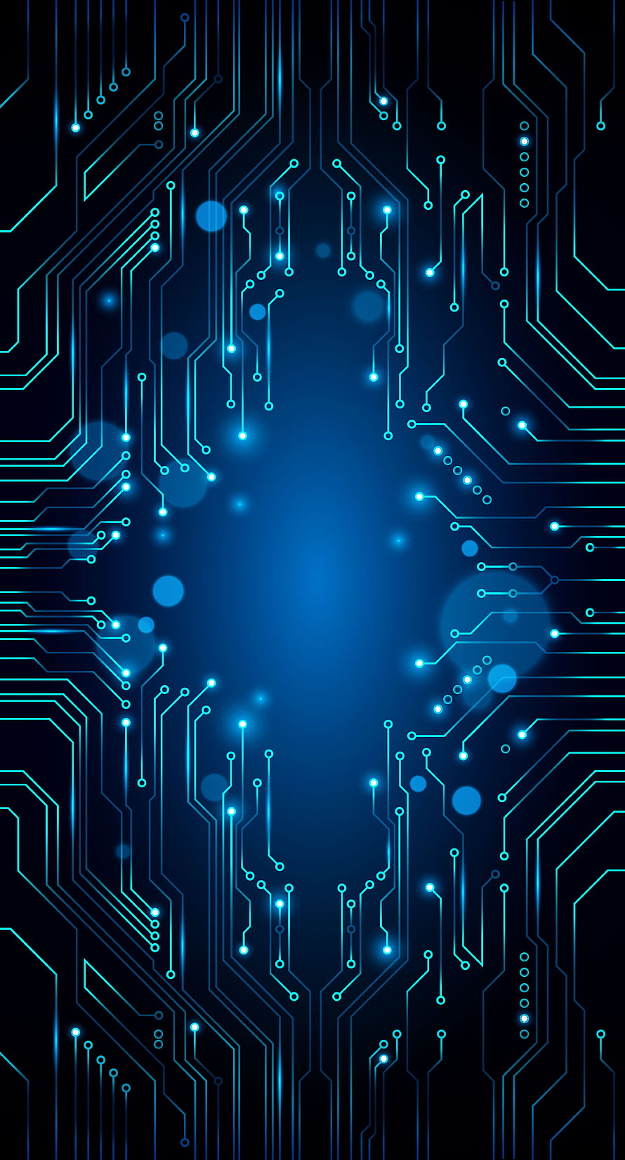 Glowing Blue Circuit Board Technology Background with Digital Traces and Nodes HD phone wallpaper