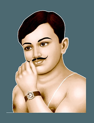 Chandra Shekhar Azad Vintage Portrait Illustration with Mustache and Wristwatch HD phone wallpaper