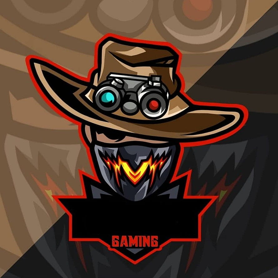 Stylized Gaming Logo Featuring Masked Character with Binoculars and Cowboy Hat HD phone wallpaper