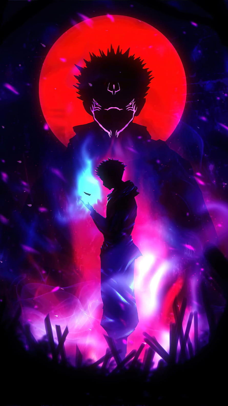 Gojo Satoru and Sukuna Silhouette Anime Wallpaper HD phone wallpaper