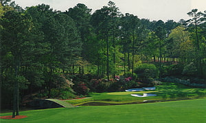 Augusta National Golf Club Fairway with Sand Bunkers and Lush Greenery HD wallpaper
