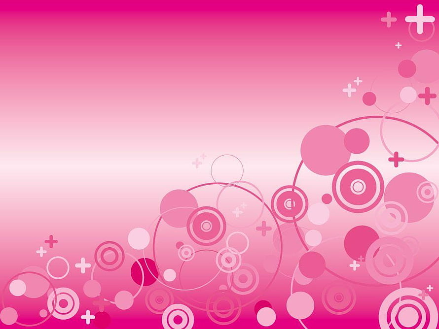 Pink Gradient Abstract Background with Geometric Circles and Plus Signs HD wallpaper