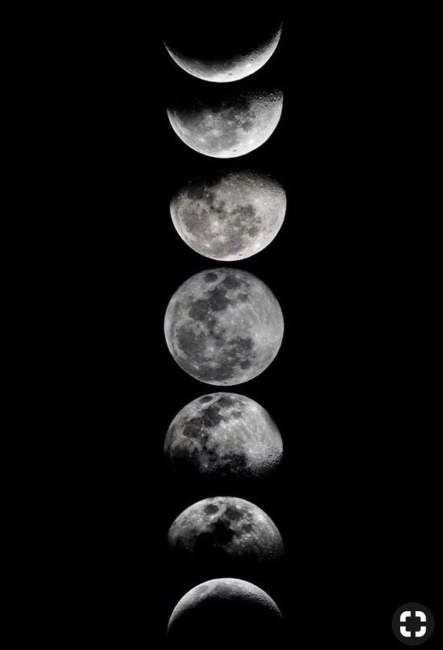 Vertical Lunar Cycle Sequence Showing Full Moon Phases Against Black Sky HD phone wallpaper