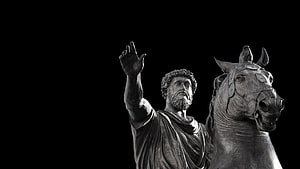 Statue of Marcus Aurelius on Horseback Against Black Background HD wallpaper