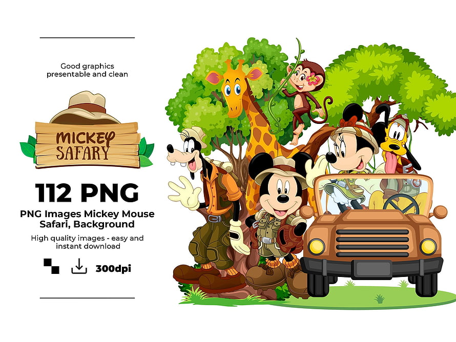 Mickey Mouse Safari Adventure with Goofy, Minnie, and Donald in Jungle Jeep HD wallpaper