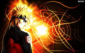 Naruto Uzumaki in Sage Mode with Intense Orange Chakra Aura and Swirling Energy HD wallpaper