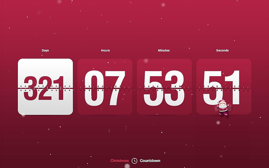 Festive Christmas Countdown Timer with Santa Claus on Deep Red Background HD wallpaper