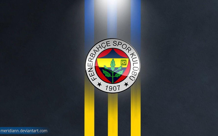 Fenerbahce Spor Kulubu Official Club Emblem on Dark Background with Yellow Stripes HD wallpaper