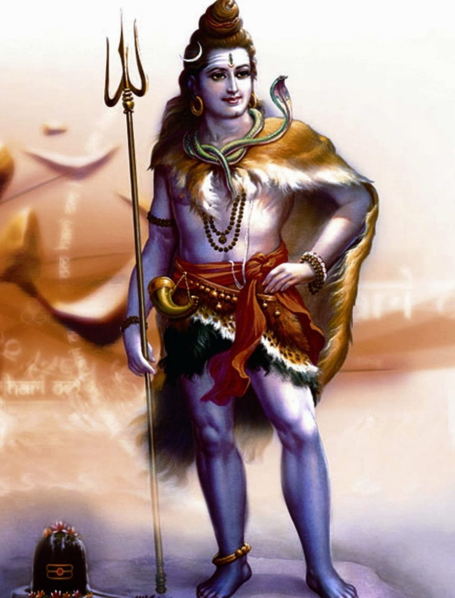Lord Shiva Digital Art with Trishul, Snake, and Rudraksha Beads HD phone wallpaper