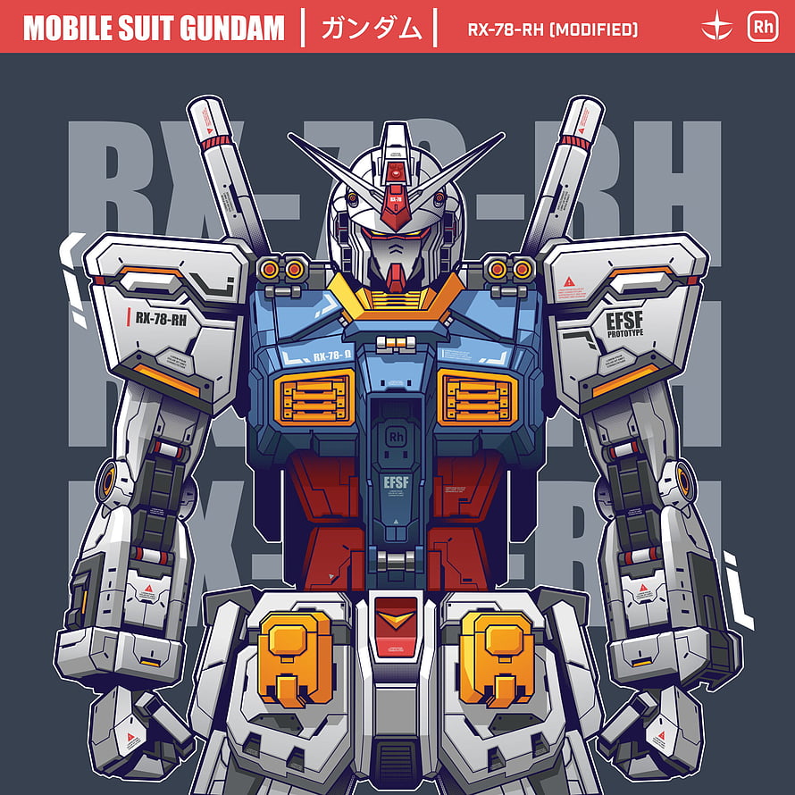 Mobile Suit Gundam RX-78-RH Modified Robot Illustration HD phone wallpaper