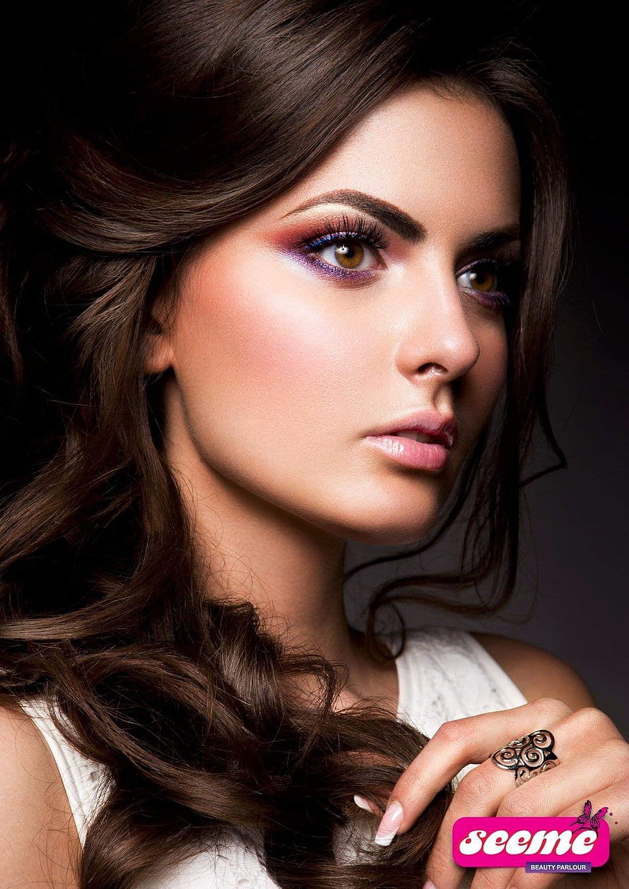 Seeme Beauty Parlour Portrait of Woman with Dramatic Purple and Pink Eye Makeup, Model For Beauty Parlour, #beauty parlour HD phone wallpaper