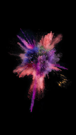 Vibrant Multicolor Powder Explosion Bursting Against Black Background HD phone wallpaper