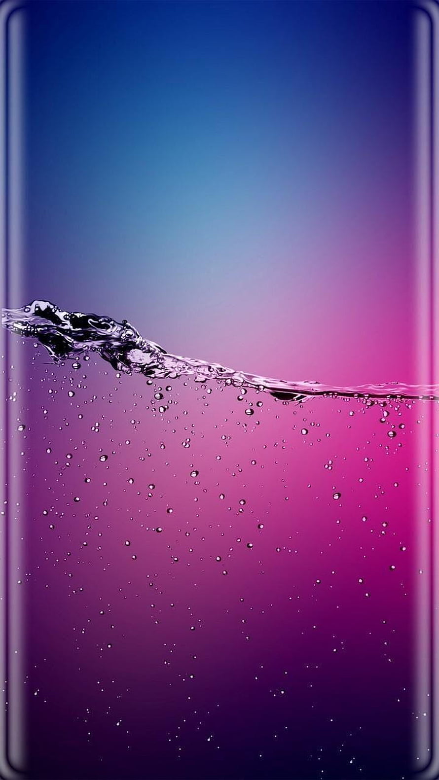 Vibrant Water Splash Gradient with Bubbles on Purple and Blue Background HD phone wallpaper