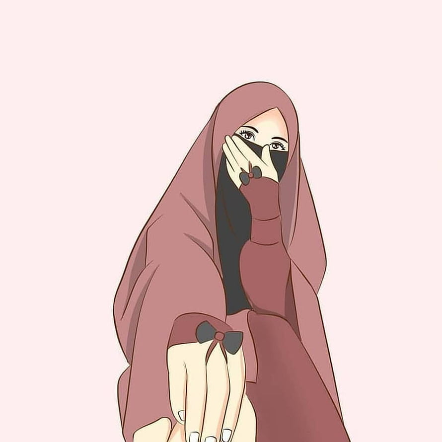 Anime illustration of a Muslim woman in a dusty rose hijab and niqab with a hand covering her mouth, Hijab Muslim girl by gjdkfmbbhjcnbdbcmc, anime hijab girl HD phone wallpaper