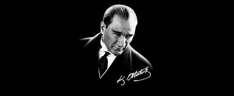Mustafa Kemal Ataturk Black and White Portrait with Signature HD wallpaper