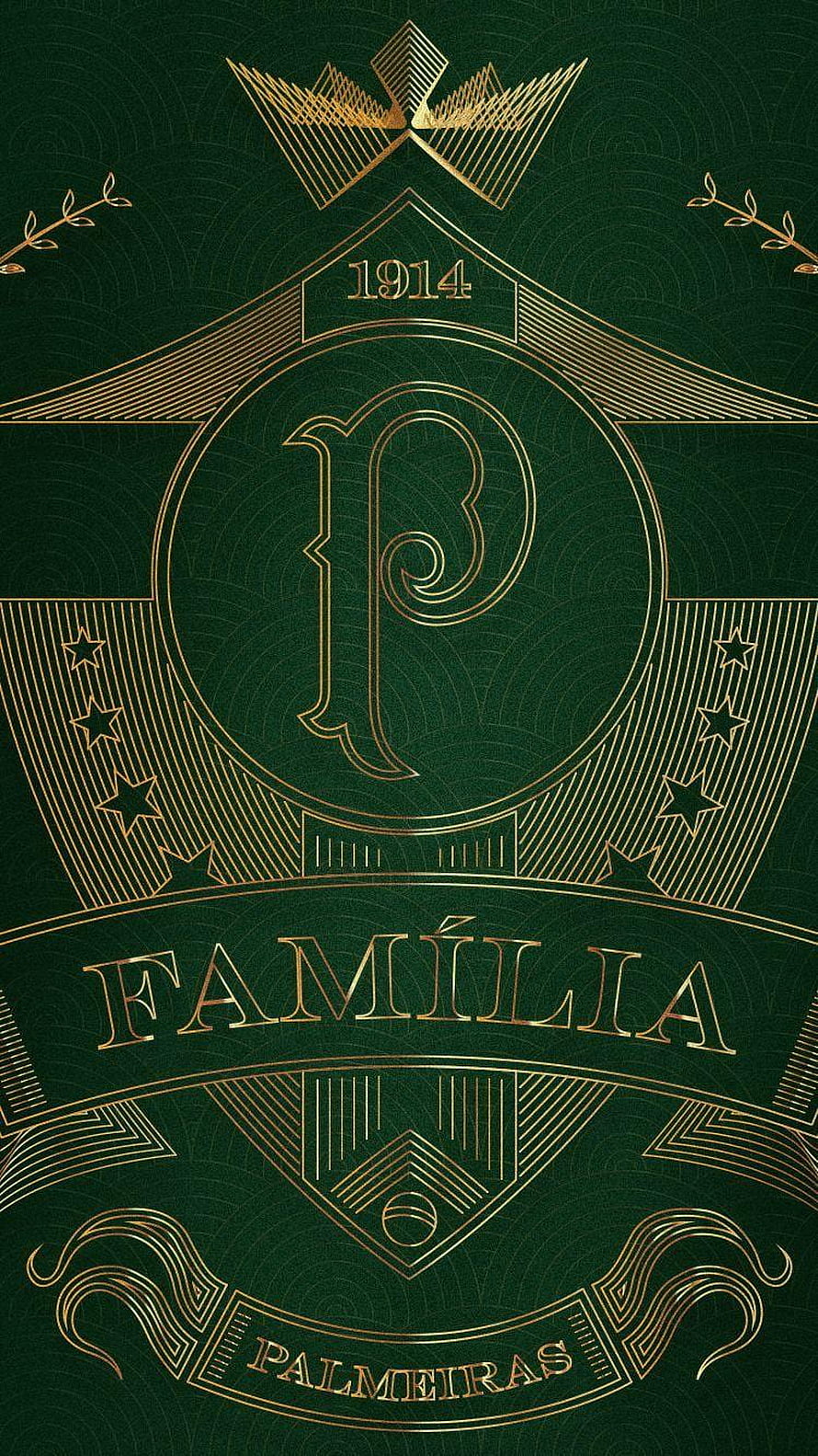 Palmeiras 1914 Gold Ornate Emblem on Dark Green Background HD phone wallpaper