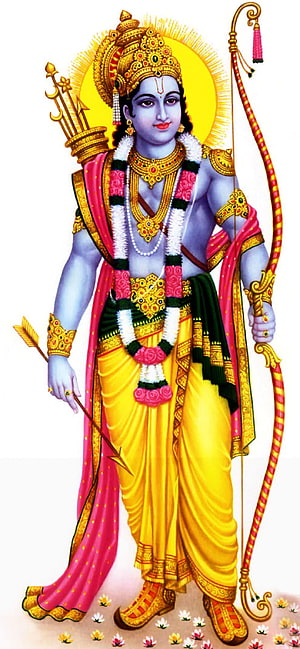 Lord Rama Hindu Deity Illustration with Bow and Arrow HD phone wallpaper