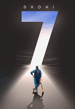 MS Dhoni Cricket Player Walking Towards Giant Number 7 Stadium Light HD phone wallpaper