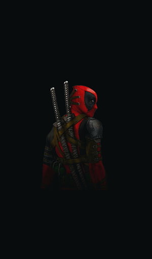 Deadpool in Tactical Gear with Dual Katanas Against a Dark Background HD phone wallpaper