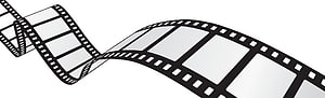 Black and White Film Strip Graphic with Cinematic Frames and Perforations HD wallpaper