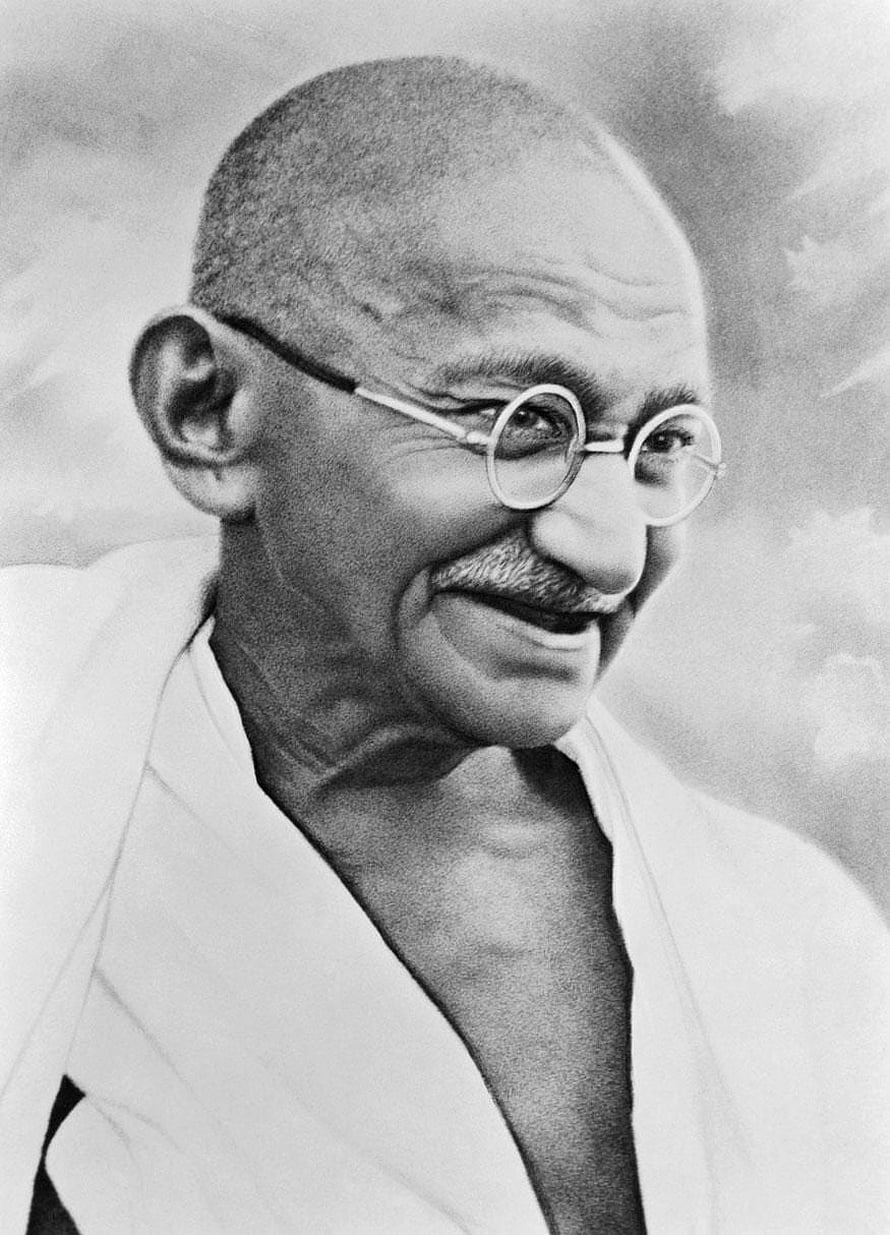 Portrait of Mahatma Gandhi Wearing Round Glasses and Traditional White Clothing HD phone wallpaper