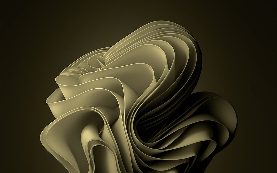Abstract 3D Render of Flowing Beige Ribbons and Curved Layers on Dark Background HD wallpaper