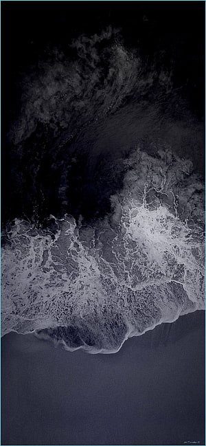 Aerial View of Dark Ocean Waves Crashing on Shore with White Sea Foam HD phone wallpaper