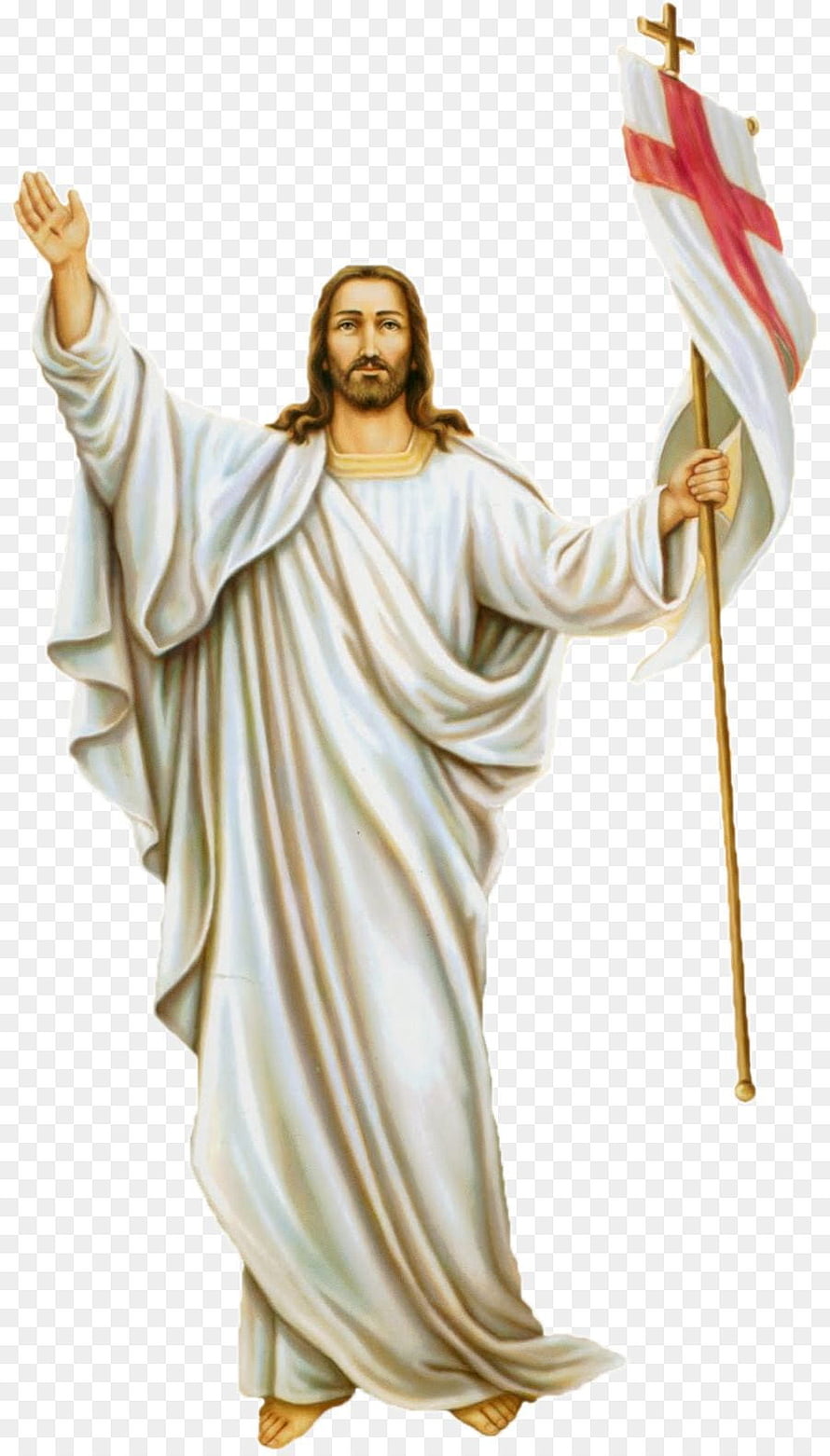 Jesus Christ Holding Resurrection Banner in White Robes HD phone wallpaper