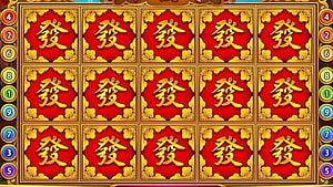 Higgs Domino Island Mahjong Tile Grid with Golden Chinese Characters on Red Background HD wallpaper