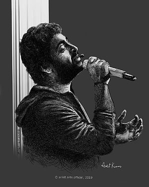 Arijit Singh Digital Crosshatching Portrait by Ankit Arts HD phone wallpaper