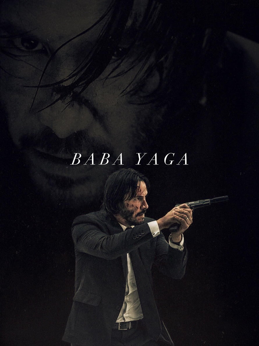 John Wick Aiming Pistol in Dark Suit with Baba Yaga Text Overlay HD phone wallpaper