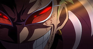 Donquixote Doflamingo Close-Up Portrait With Glowing Red Eyes From One Piece HD wallpaper