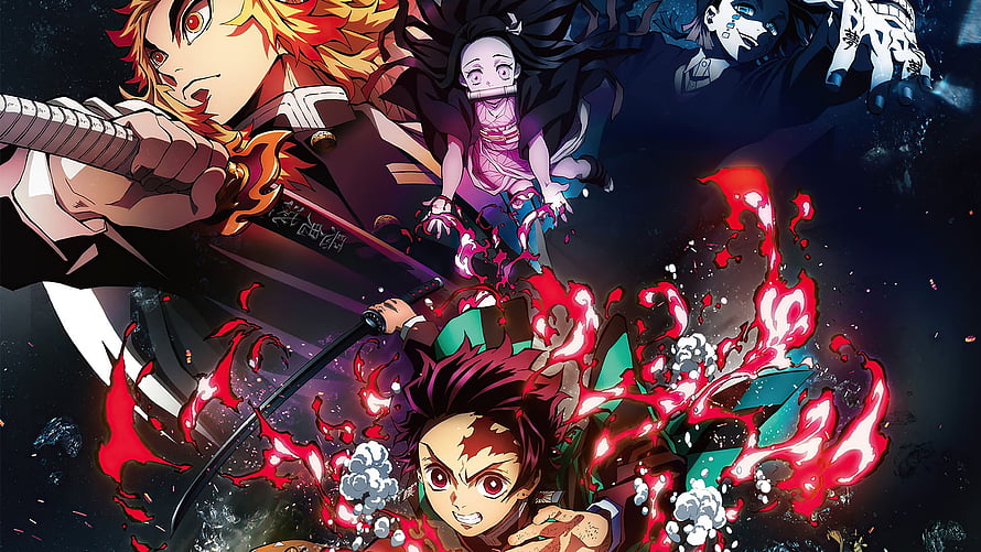 Demon Slayer Anime Key Visual Featuring Tanjiro Kamado and Rengoku in Dynamic Combat HD wallpaper