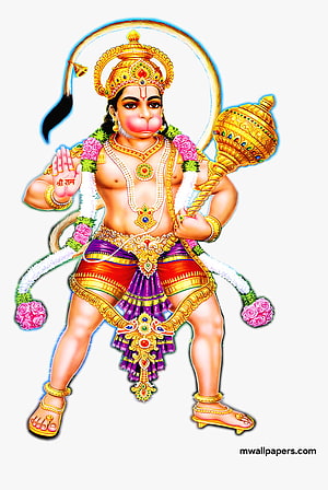 Lord Hanuman Holding Golden Mace and Bow Digital Art Illustration, anjaneya swamy HD phone wallpaper