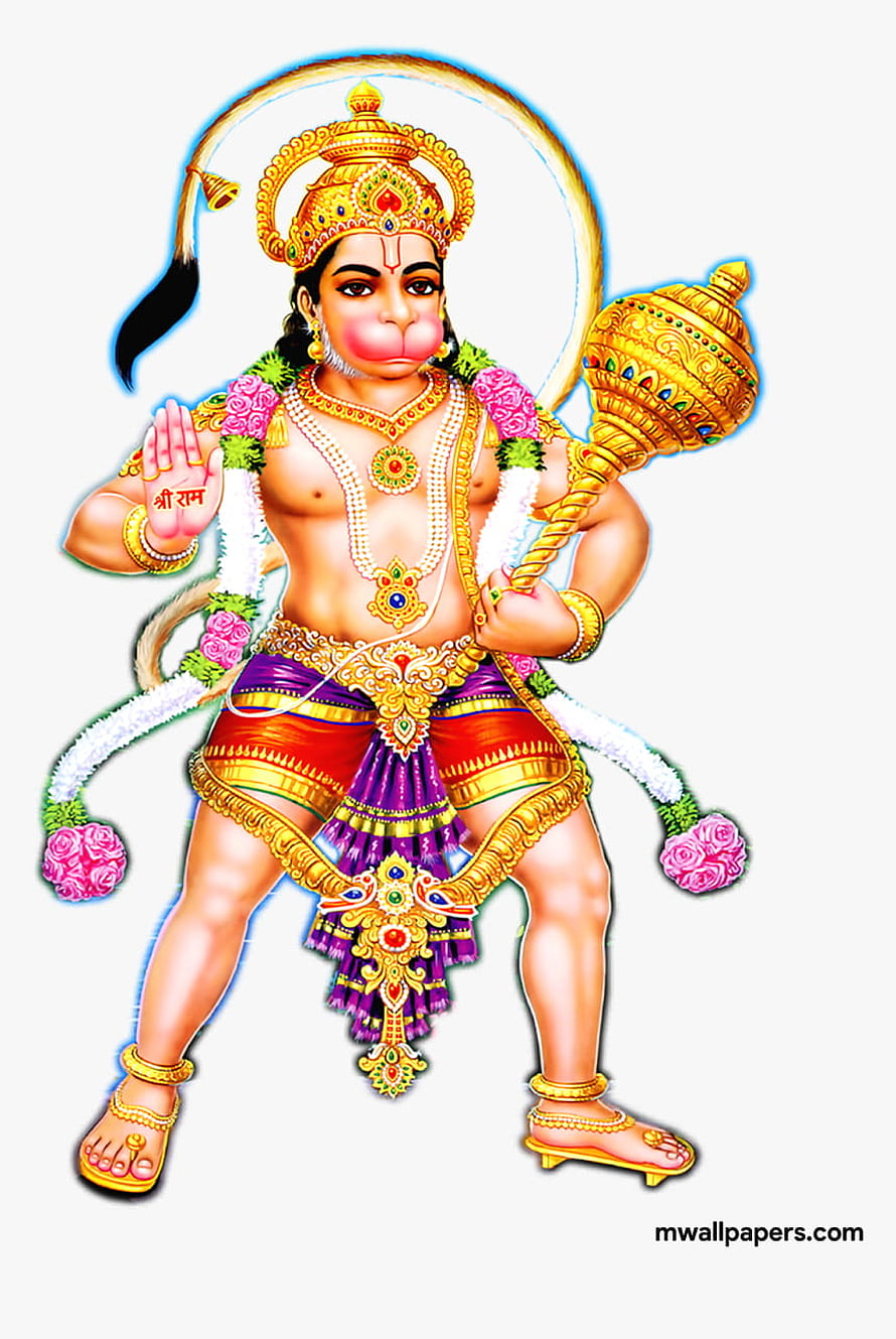 Lord Hanuman Holding Golden Mace and Bow Digital Art Illustration, anjaneya swamy HD phone wallpaper