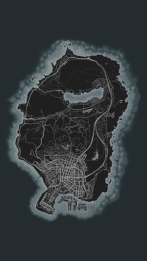Grand Theft Auto V Los Santos Map Overview Dark Minimalist Style HD phone wallpaper