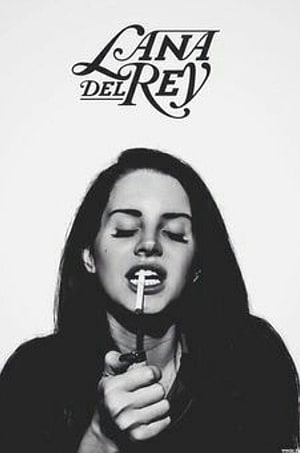 Lana Del Rey Black and White Portrait with Cigarette and Stylized Logo HD phone wallpaper
