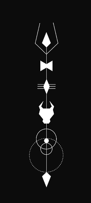 Minimalist White Geometric Symbolism on Black Background HD phone wallpaper
