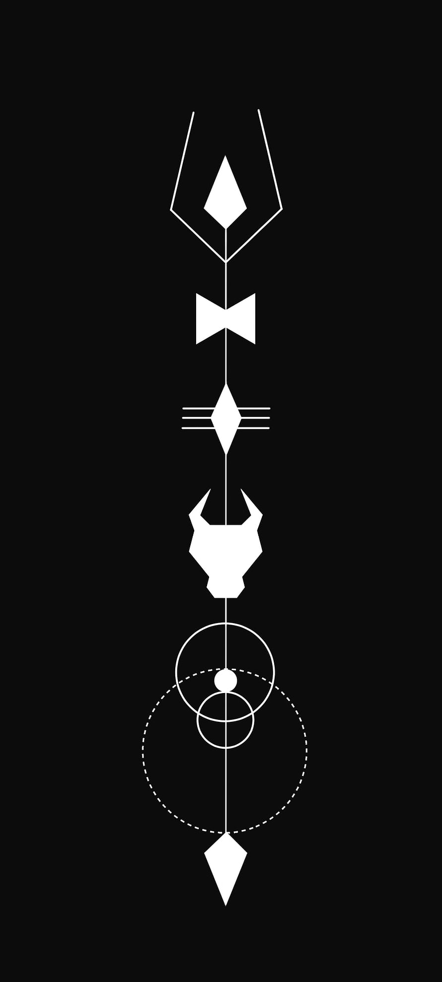 Minimalist White Geometric Symbolism on Black Background HD phone wallpaper
