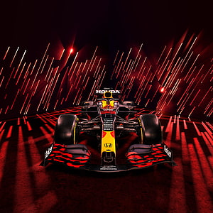 Oracle Red Bull Racing Formula 1 Car in Dramatic Red Lighting HD phone wallpaper