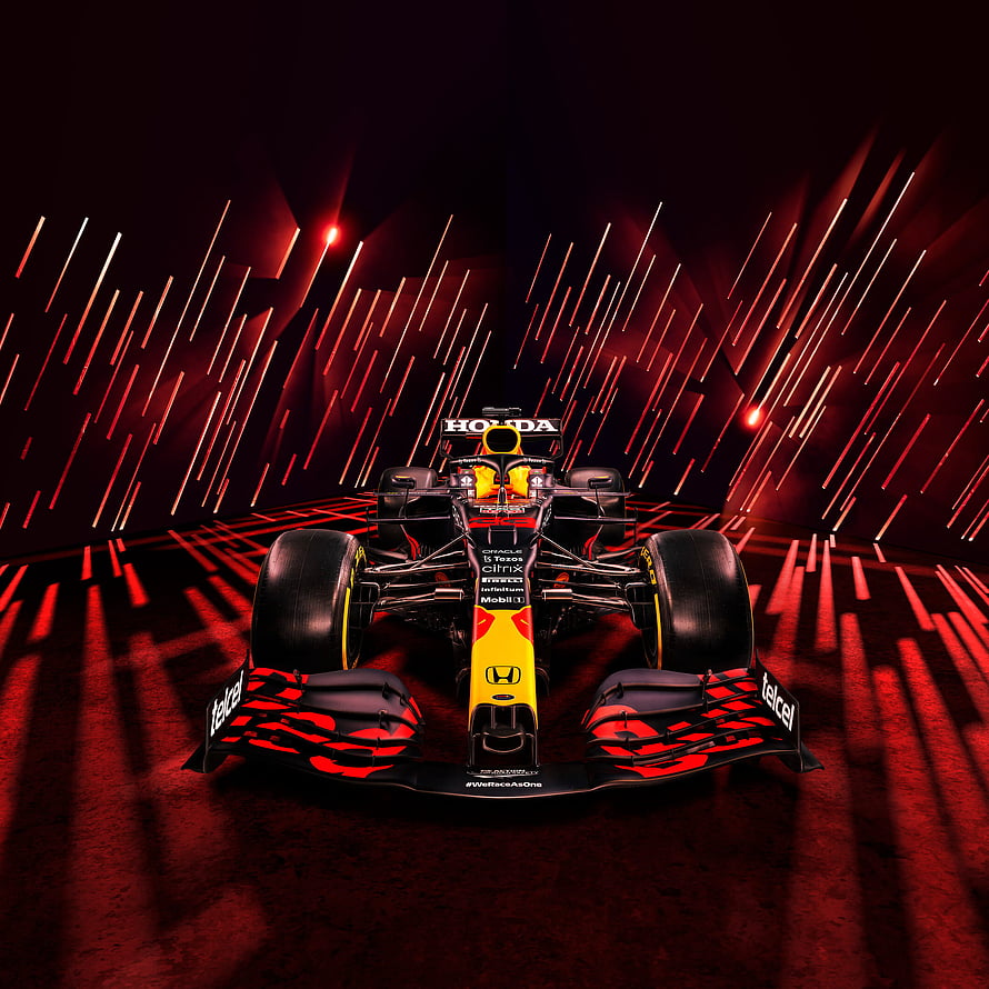 Oracle Red Bull Racing Formula 1 Car in Dramatic Red Lighting HD phone wallpaper
