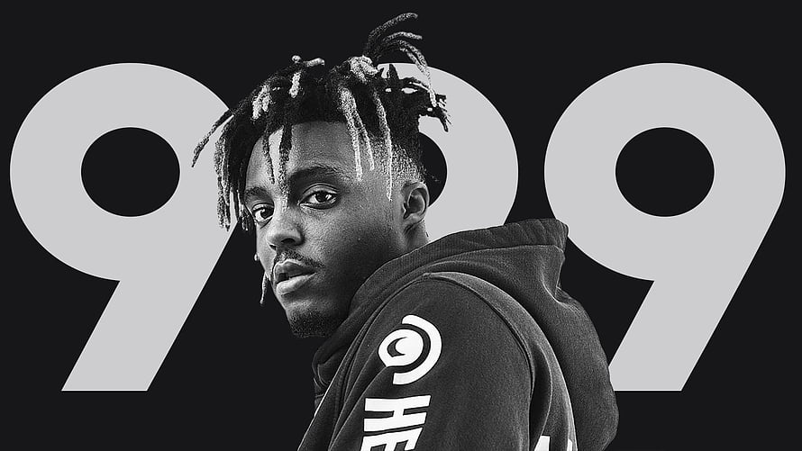 Juice WRLD Black and White Portrait with 999 Album Typography HD wallpaper