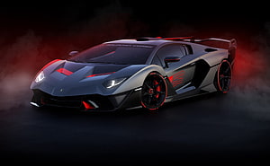 Lamborghini Aventador SVJ 63 Matte Black and Red Concept Car HD wallpaper