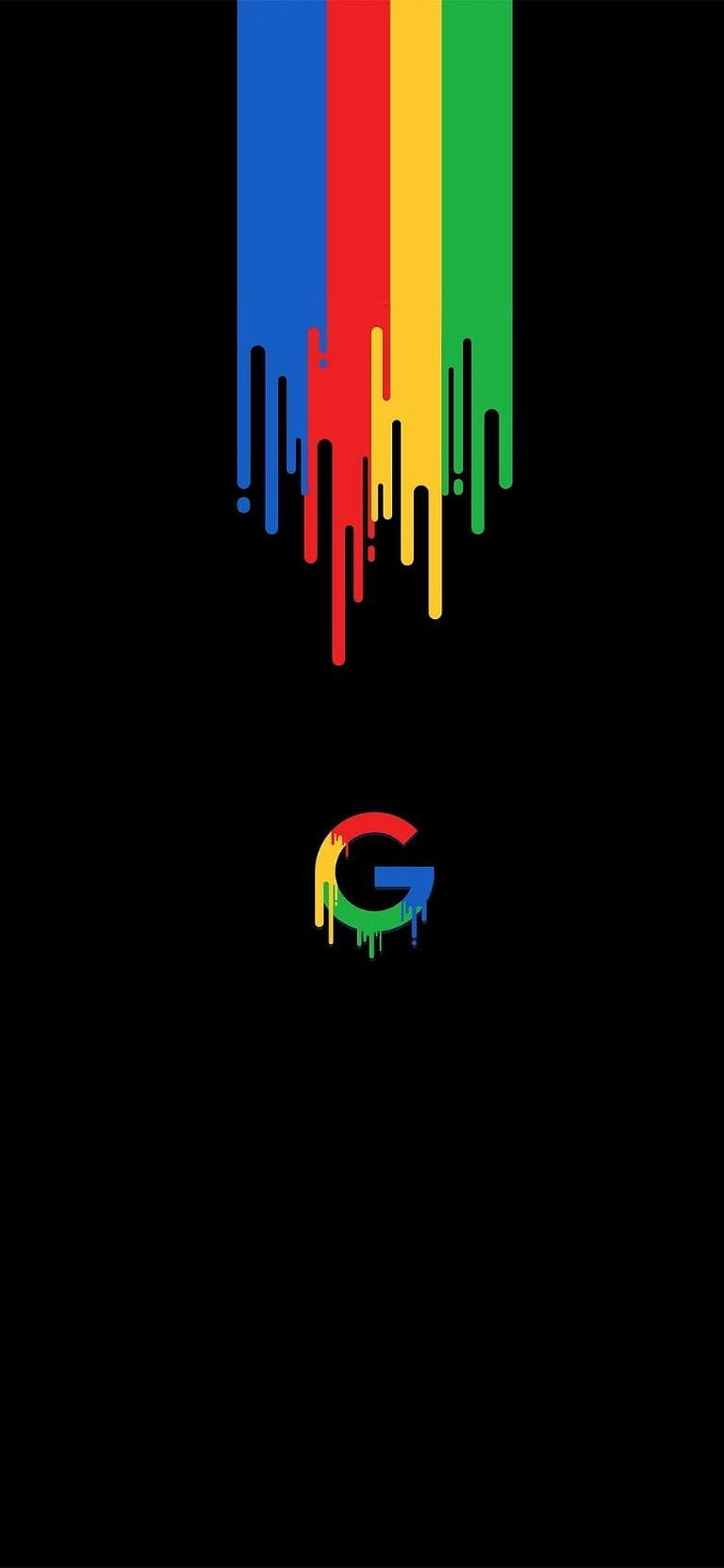 Google G Logo with Dripping Color Strips on Black Background HD phone wallpaper