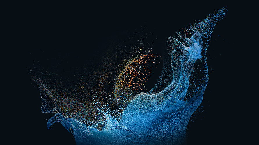 Abstract Blue and Gold Particle Wave Digital Art Wallpaper HD wallpaper