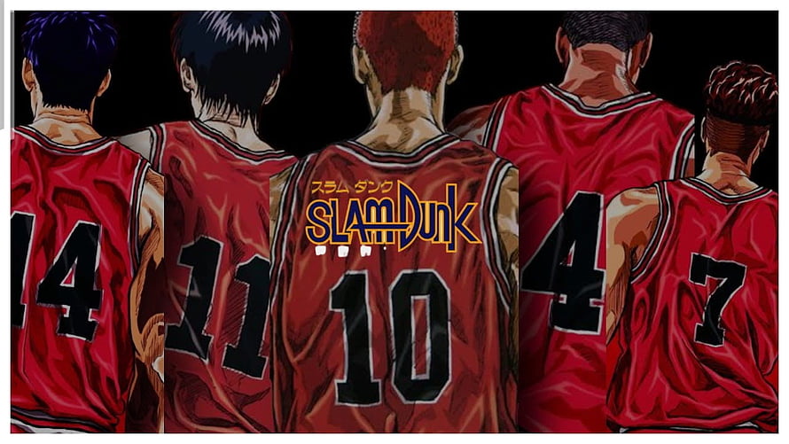 Slam Dunk Anime Basketball Team Back View Red Jerseys HD wallpaper