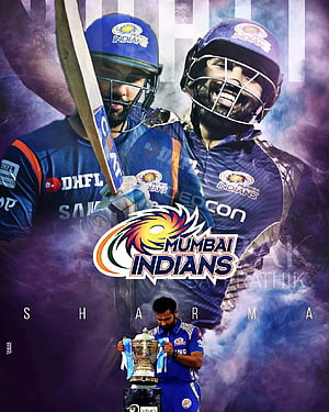 Rohit Sharma Mumbai Indians Cricket Player Holding Trophy HD phone wallpaper