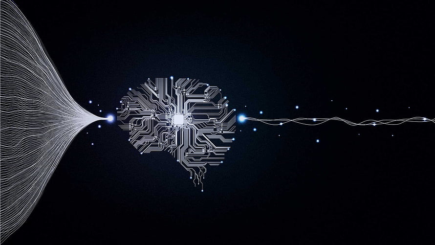 Futuristic Artificial Intelligence Brain Circuit Board Concept with Data Flow HD wallpaper