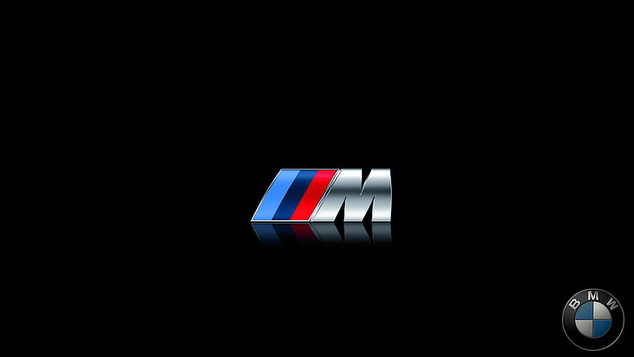 BMW M Logo Wallpaper - Sleek Metallic Emblem on Black Background HD wallpaper