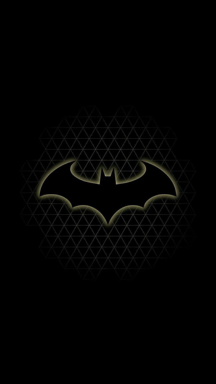 Batman Logo with Geometric Triangle Grid Pattern on Black Background, Batman dark knight, logo batman HD phone wallpaper